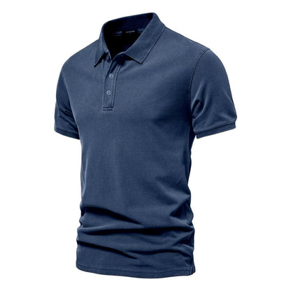 Men’s Cotton Polo Shirt Short Sleeve Casual – Blue XL