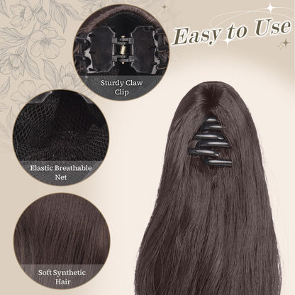 Ponytail Hairpiece Clip-in Wavy, Heat-resistant – Medium Brown 50cm