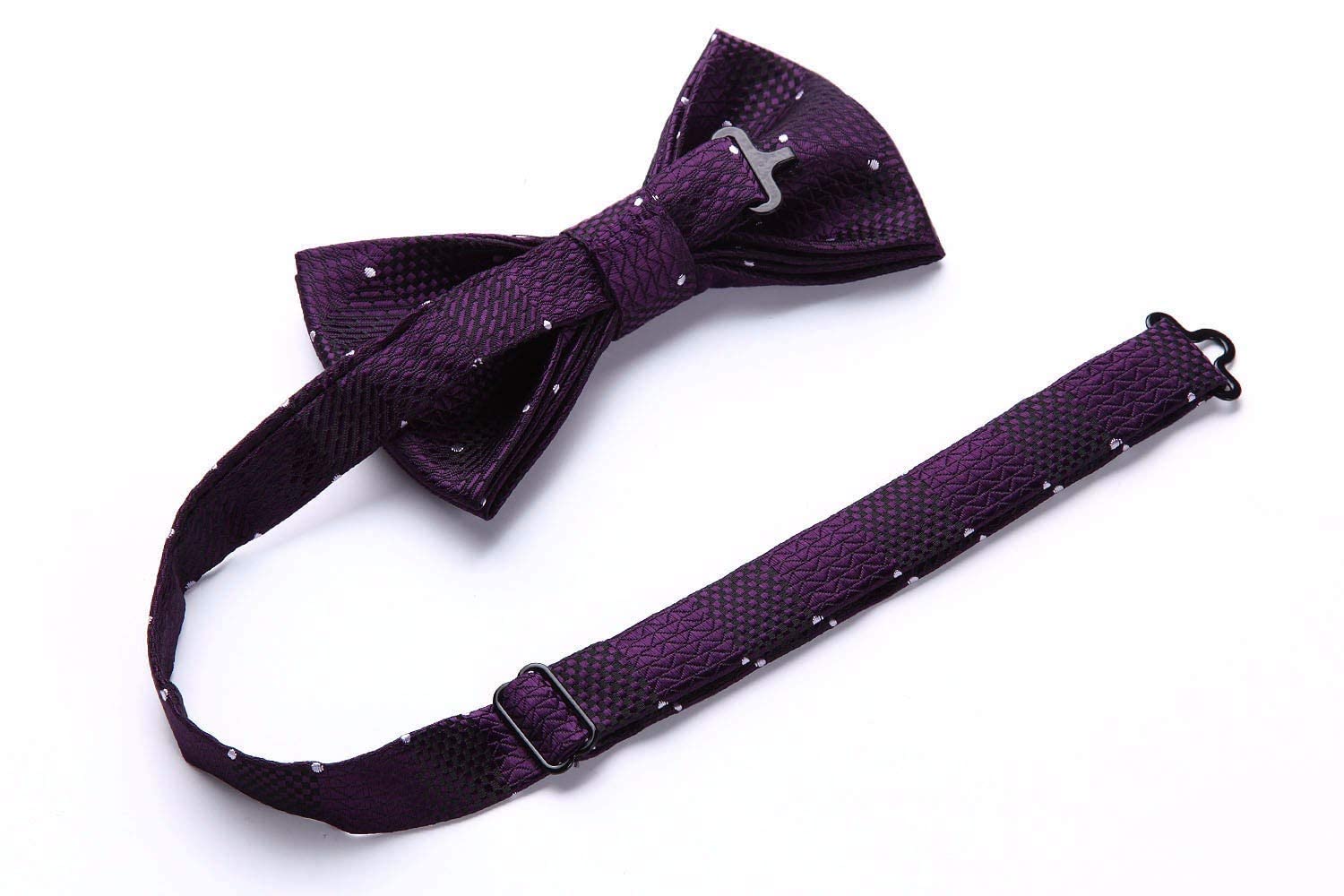 Men's suspenders set with purple bow tie Y-shape adjustable 3.5cm wide elastic with 6 clips - Purple