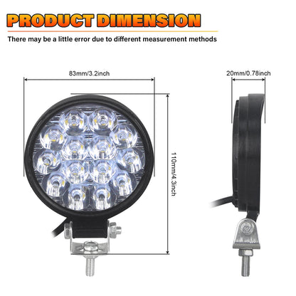 PICAA 42W LED Work Lights 3.2 inch – Waterproof
