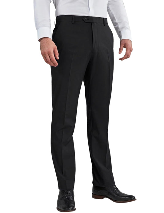 Men's suit trousers black straight cut with pleats & pockets for work – Black