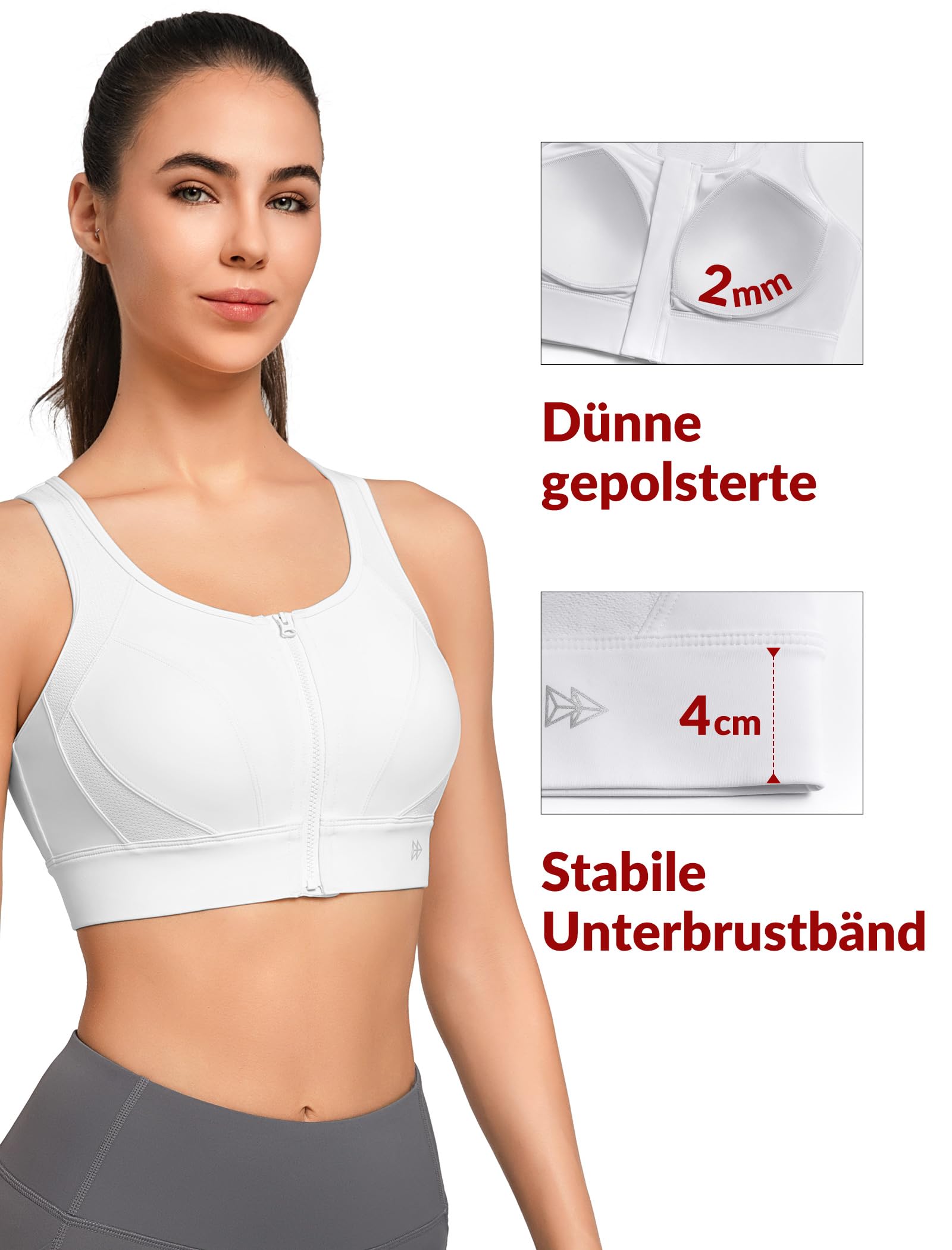 Sports Bra High Support Front Closure Racerback Plus Size – Yellow M