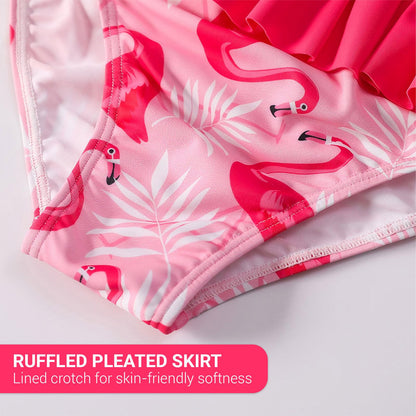 Girls' 2-Piece Ruffle Mermaid Swimsuit Long Sleeve UPF50+ Rash Guard – Age 6-7