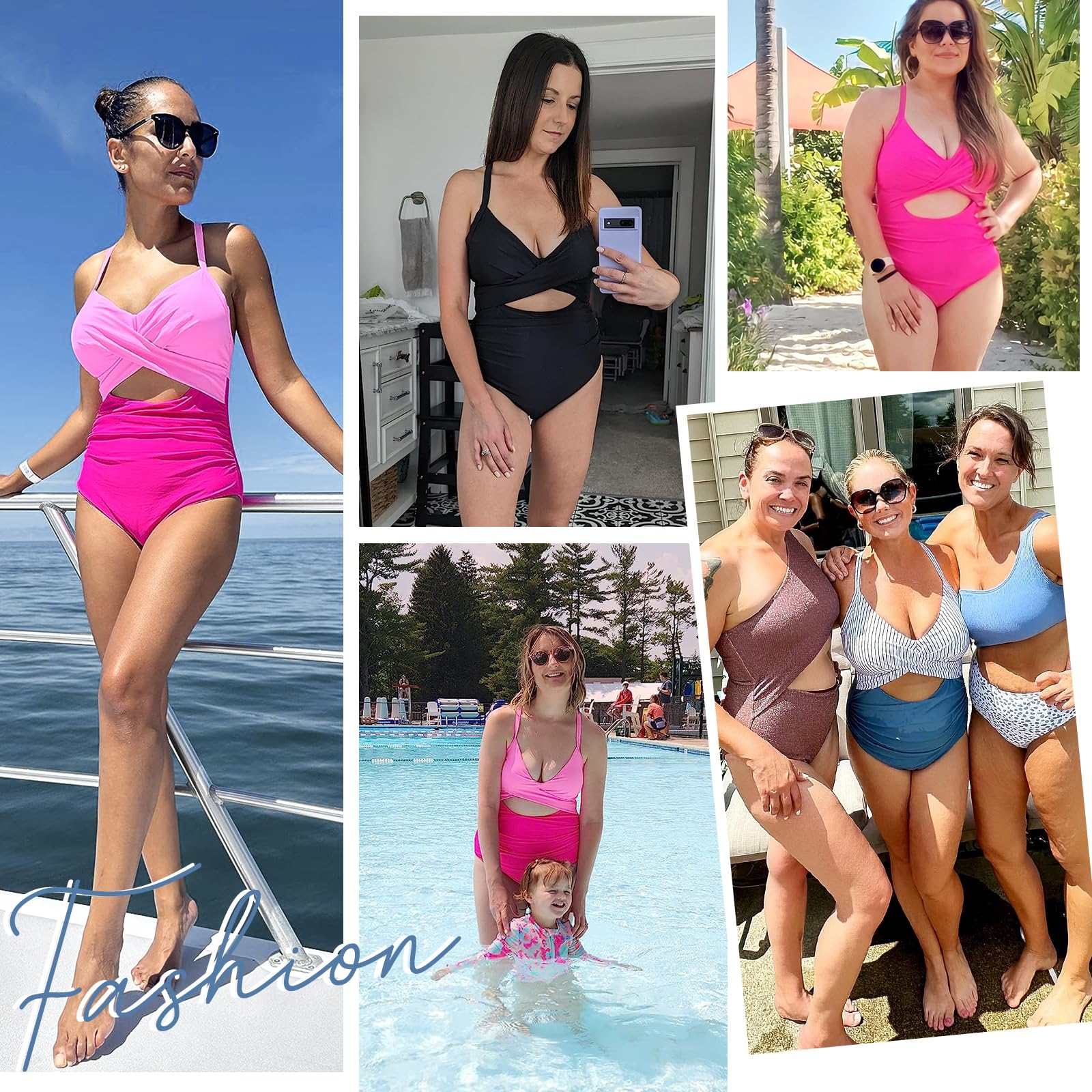 PONCEAU Swimsuit Tummy Control Women V Neck Swimwear Push Up Swimsuits Plus Size Cut Out One Piece Beachwear Swimsuit Sexy FX