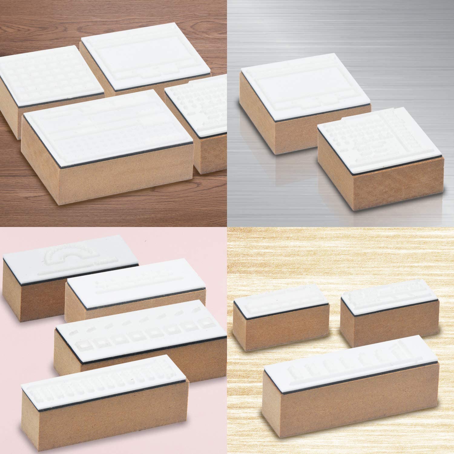 Wooden Rubber Stamp Set 18pcs with Ink Pads Date & Bullet Journal Stamps for Scrapbooking DIY – Assorted 18pcs