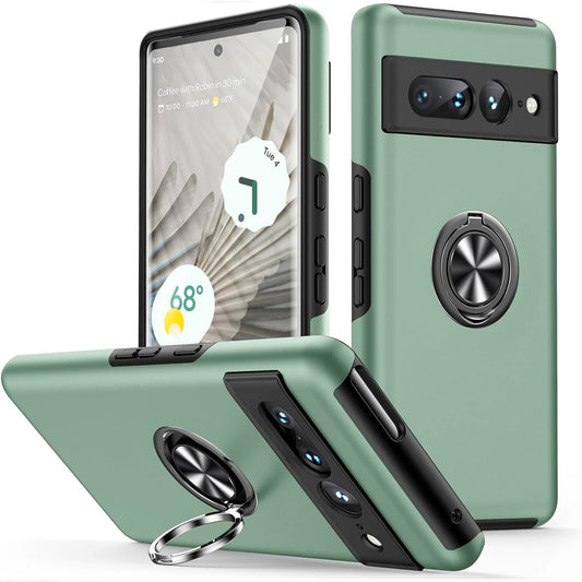 Google Pixel 7 Pro Phone Case with Stand Magnetic Car Mount Support Shockproof Bumper – Green