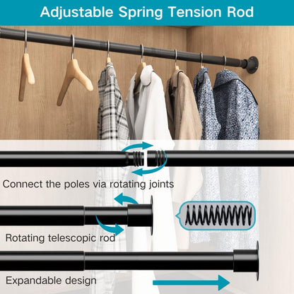 Adjustable Wardrobe Rail Heavy Duty Clothes Rod 68-90cm Ø32mm – White