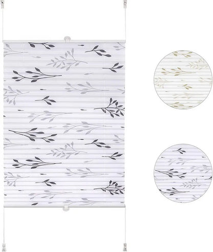WOLTU PS5616GR Plisētā Žalūzija 65 × 130 cm – Pelēka ar Zaru Rakstu