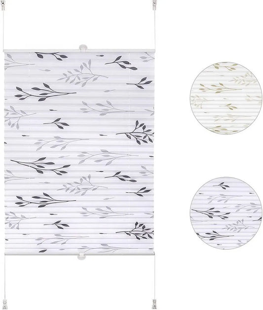 WOLTU PS5616GR Plisētā Žalūzija 65 × 130 cm – Pelēka ar Zaru Rakstu