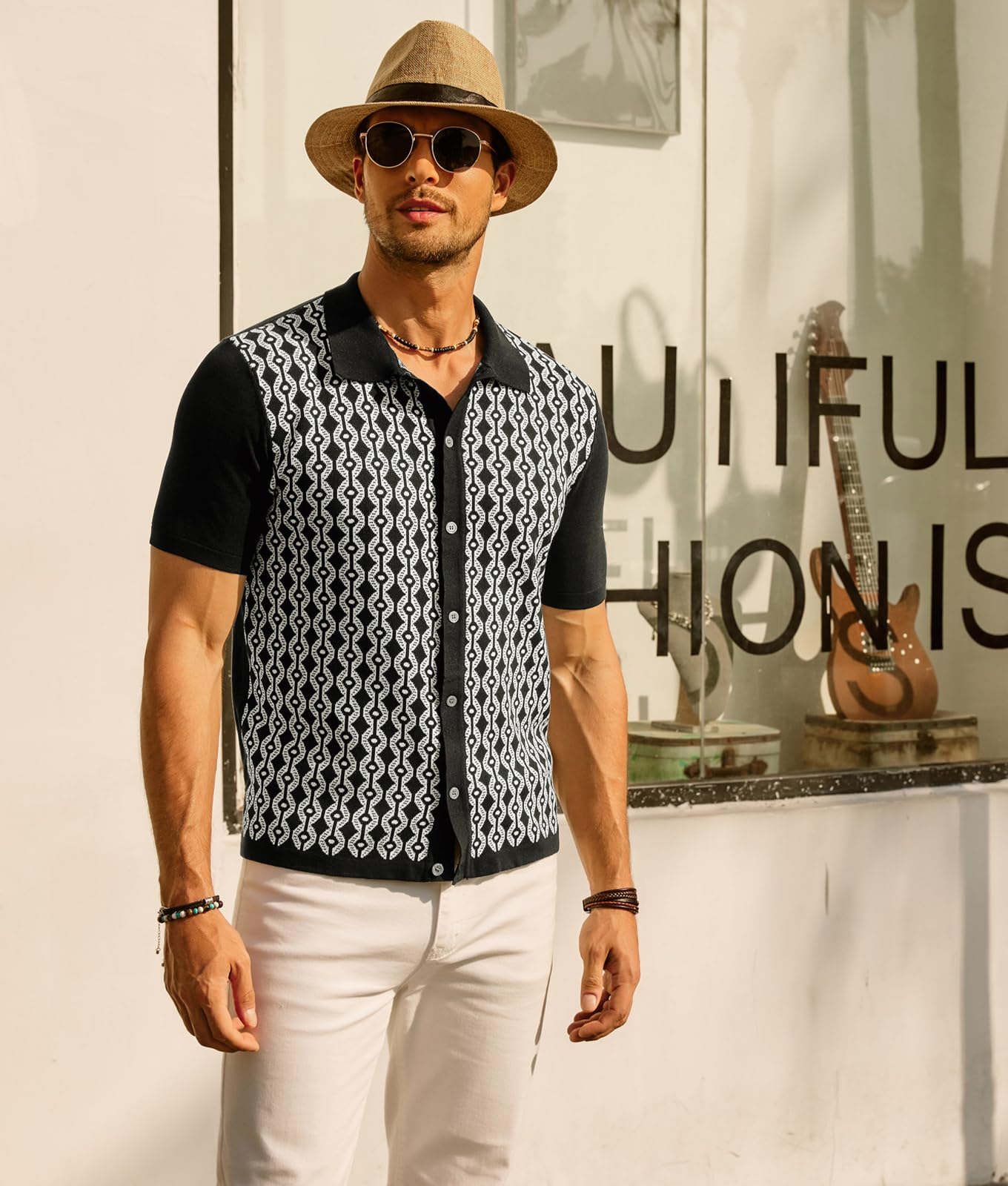 Men’s Short Sleeve Polo Shirt Regular Fit 70s Style – Black XL