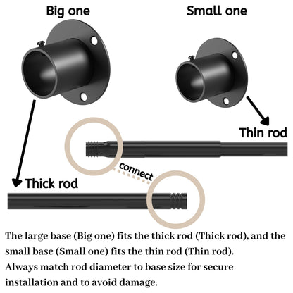 Adjustable Stainless Steel Wardrobe Rod 45–66cm Diameter 25mm – Black