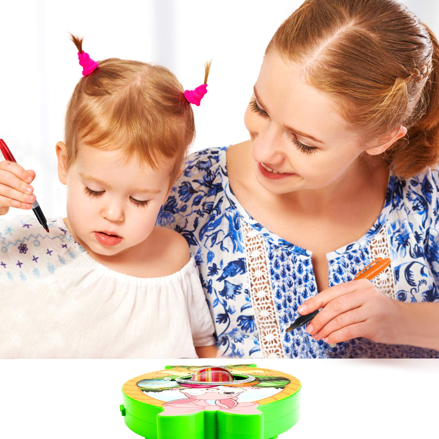 Gifort Easter Egg Decoration Set, Easter Egg Decorating Machine with Spinner, Easter Egg Decorator Kit, Including 8 Colorful