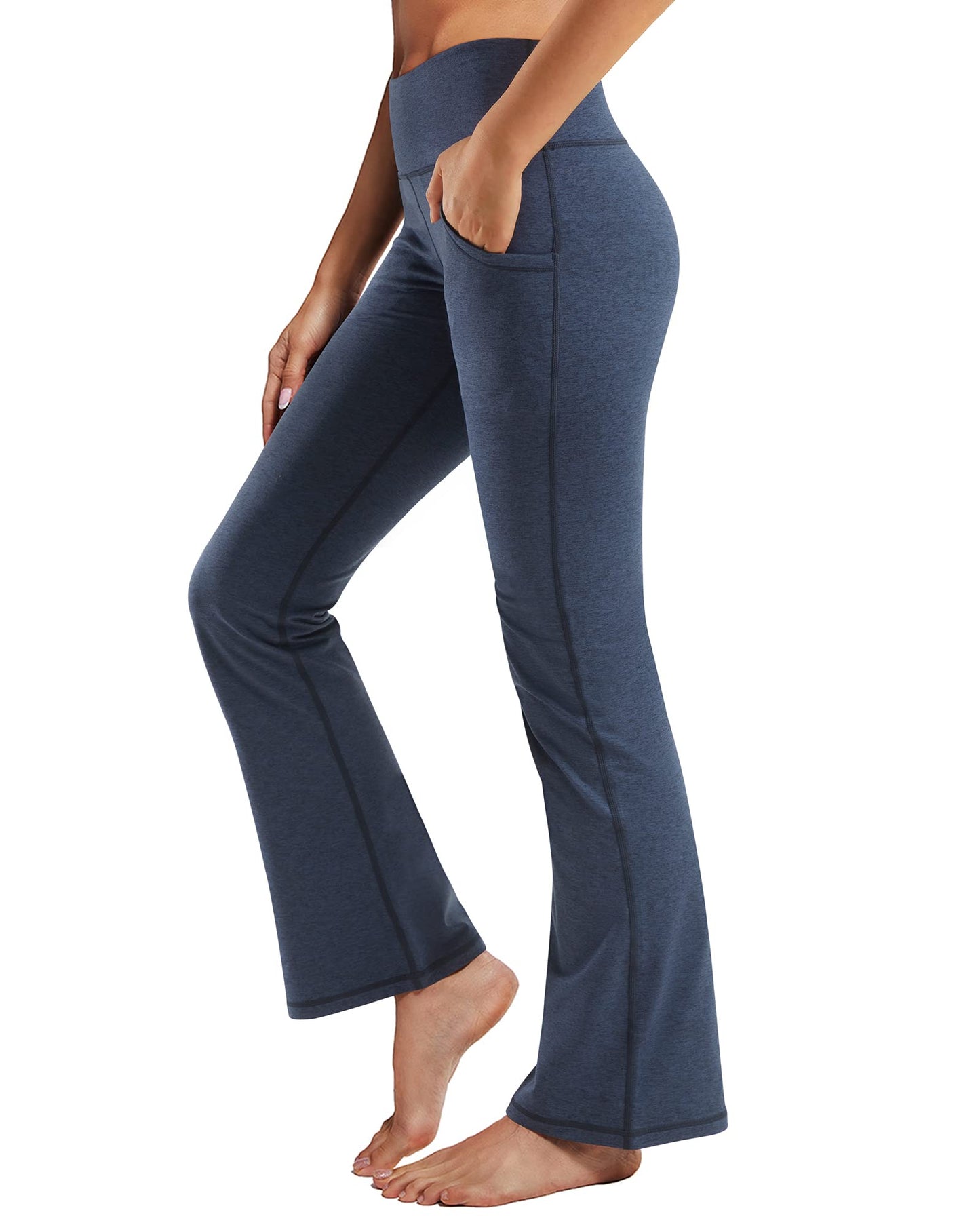 Women’s High-Waist Bootcut Yoga Pants Tummy Control with Pockets