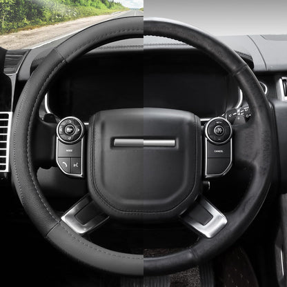 COFIT Non-Slip Microfiber Leather Steering Wheel Cover – Grey and Black 35.5-36cm