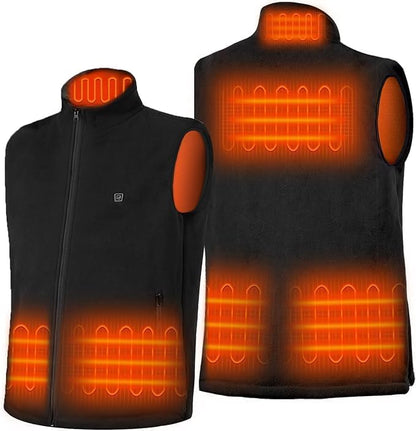 Men's & Women's Heated Fleece Vest Adjustable Electric – Black XL