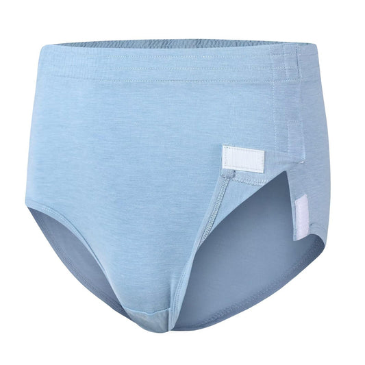 Care Shorts Tear-Away Velcro Fastening Incontinence Trousers for Seniors – Blue L