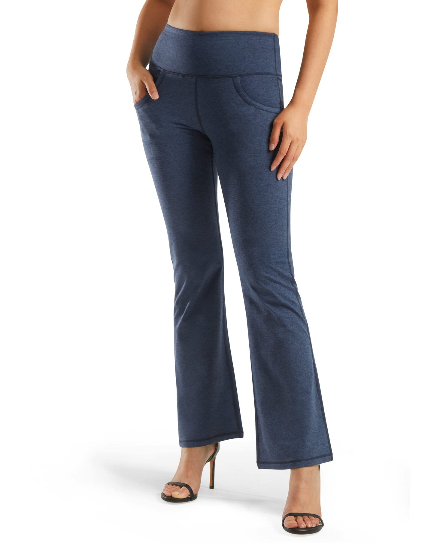 Women’s High-Waist Bootcut Yoga Pants Tummy Control with Pockets