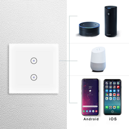 Smart Light Switch 2 Gang Wi-Fi Alexa & Google Compatible with Timer Function – White
