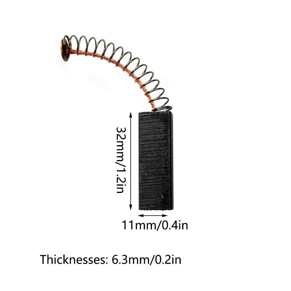 Motor Carbon Brushes 6.3 x 11 x 32 mm Set of 2 Replacement – Universal