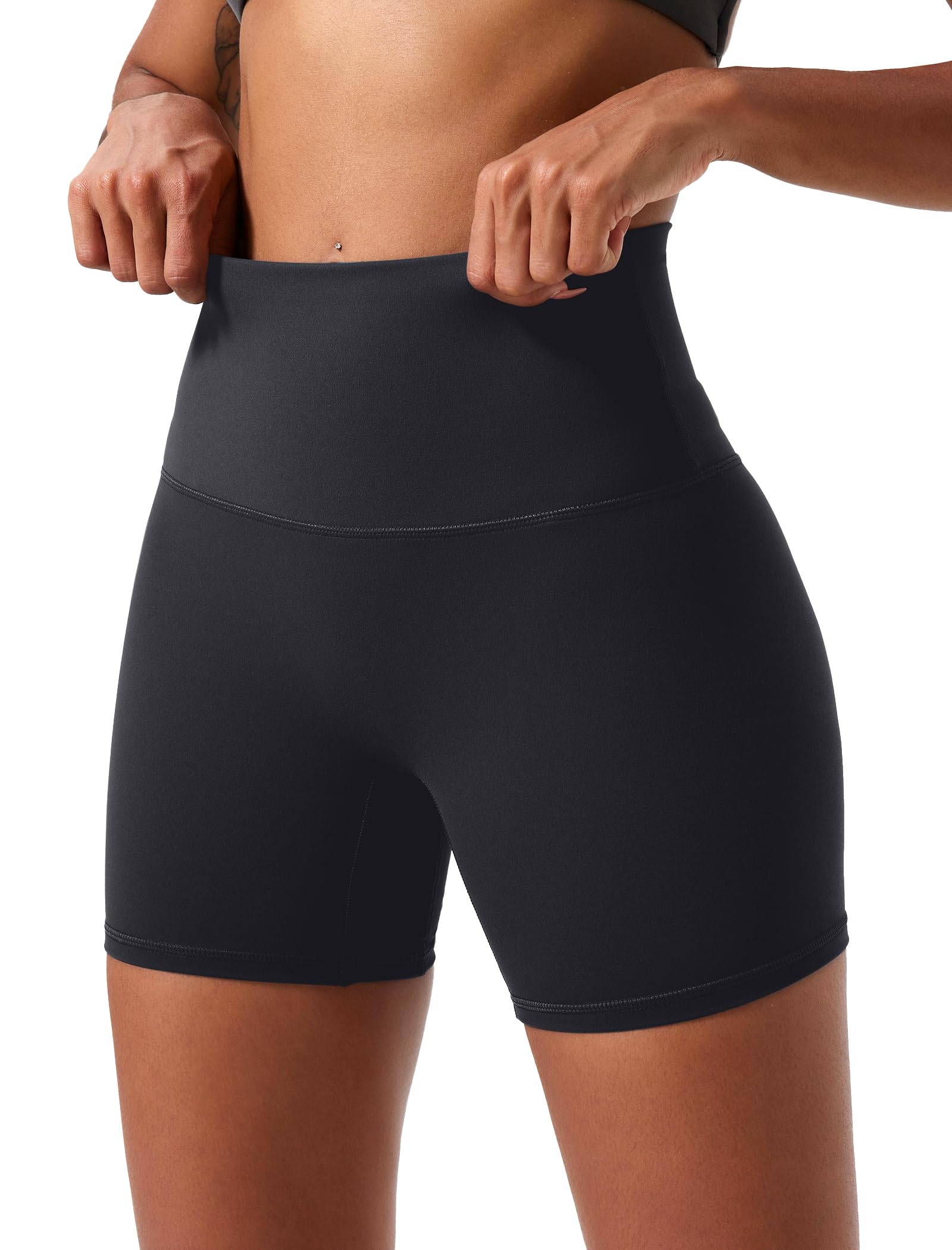 Women's Cycling Shorts High Waist Anti-Chafing Opaque Sports Shorts – 2-Pack Black