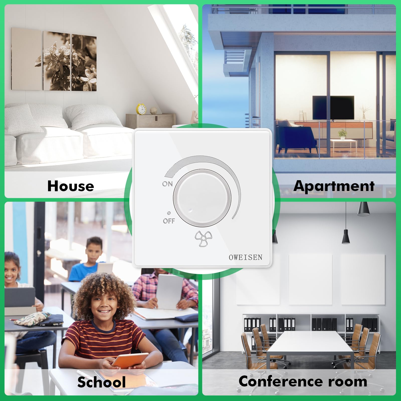 DEWIN Wall Switch, 86 Type Ceiling Fan Speed Controller Wall Mounted Dimmer Switch 10A AC 220V