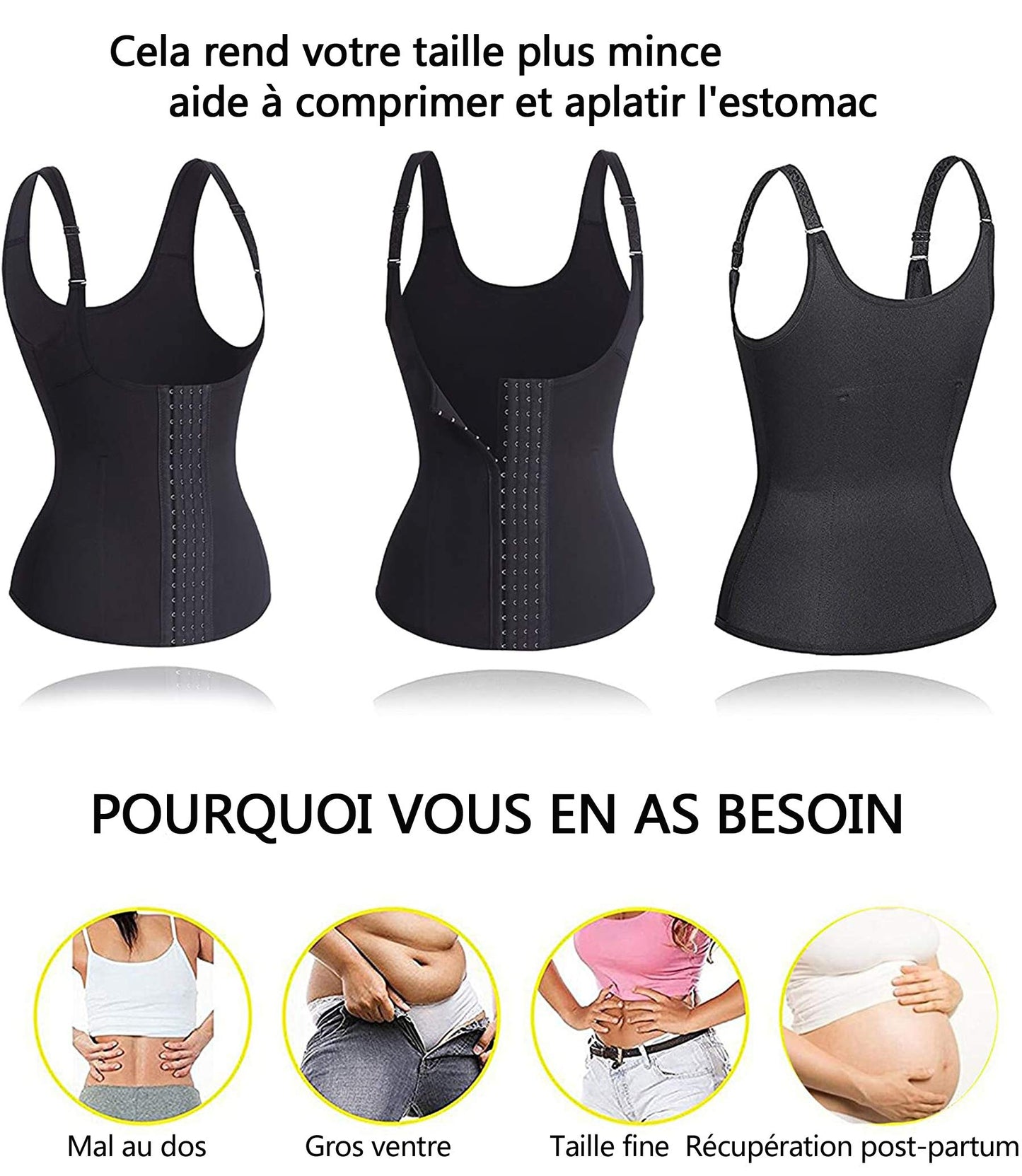 CHUMIAN Women's Waist Shaper Underbust Corset Waist Trainer Corset Tummy Control Body Shaper for Weight Loss Waist Cincher