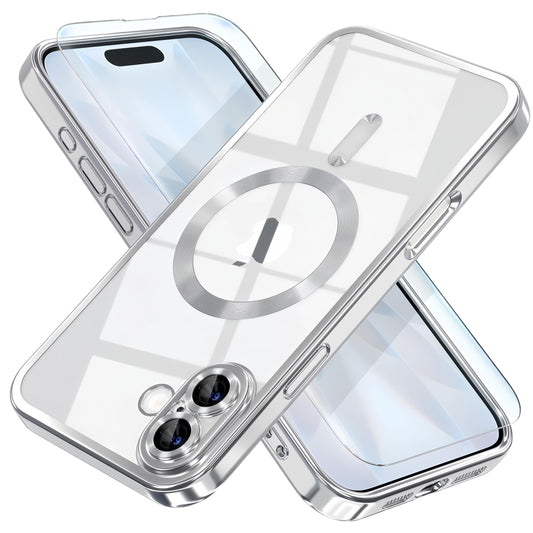 iPhone 17 Pro Magnetic Clear Soft Case with Tempered Glass Screen Protector Military Drop Protection Full Camera Cover –