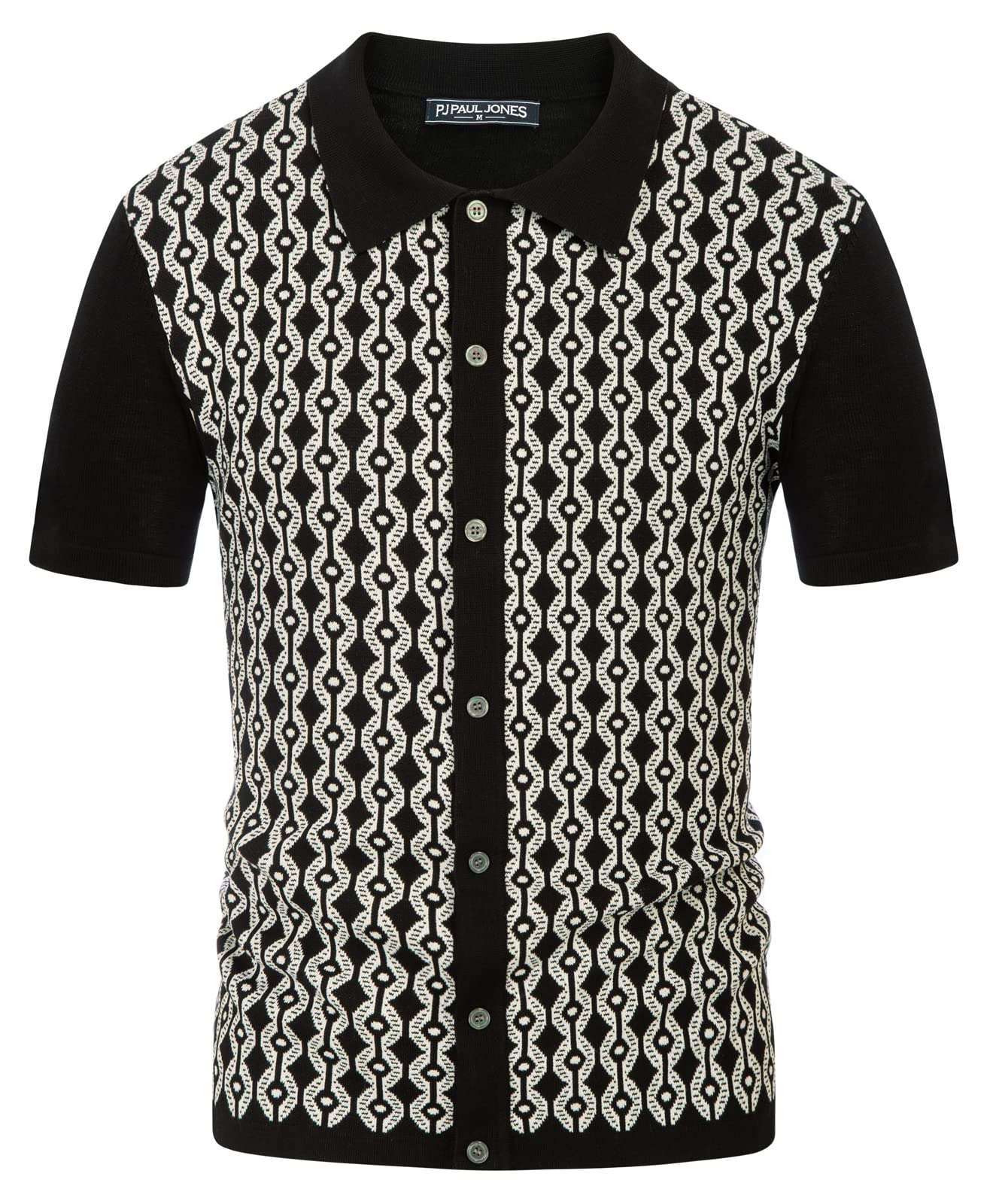 Men’s Short Sleeve Polo Shirt Regular Fit 70s Style – Black XL