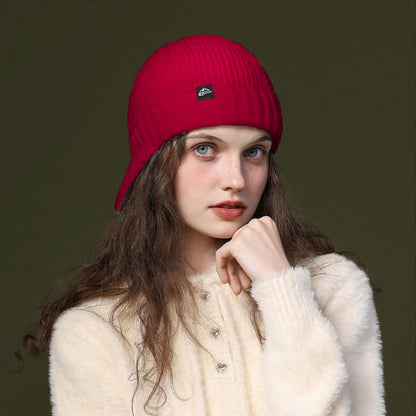 Winter Knit Beanie with Visor Loose Warm Snow Ski Hat – One Size
