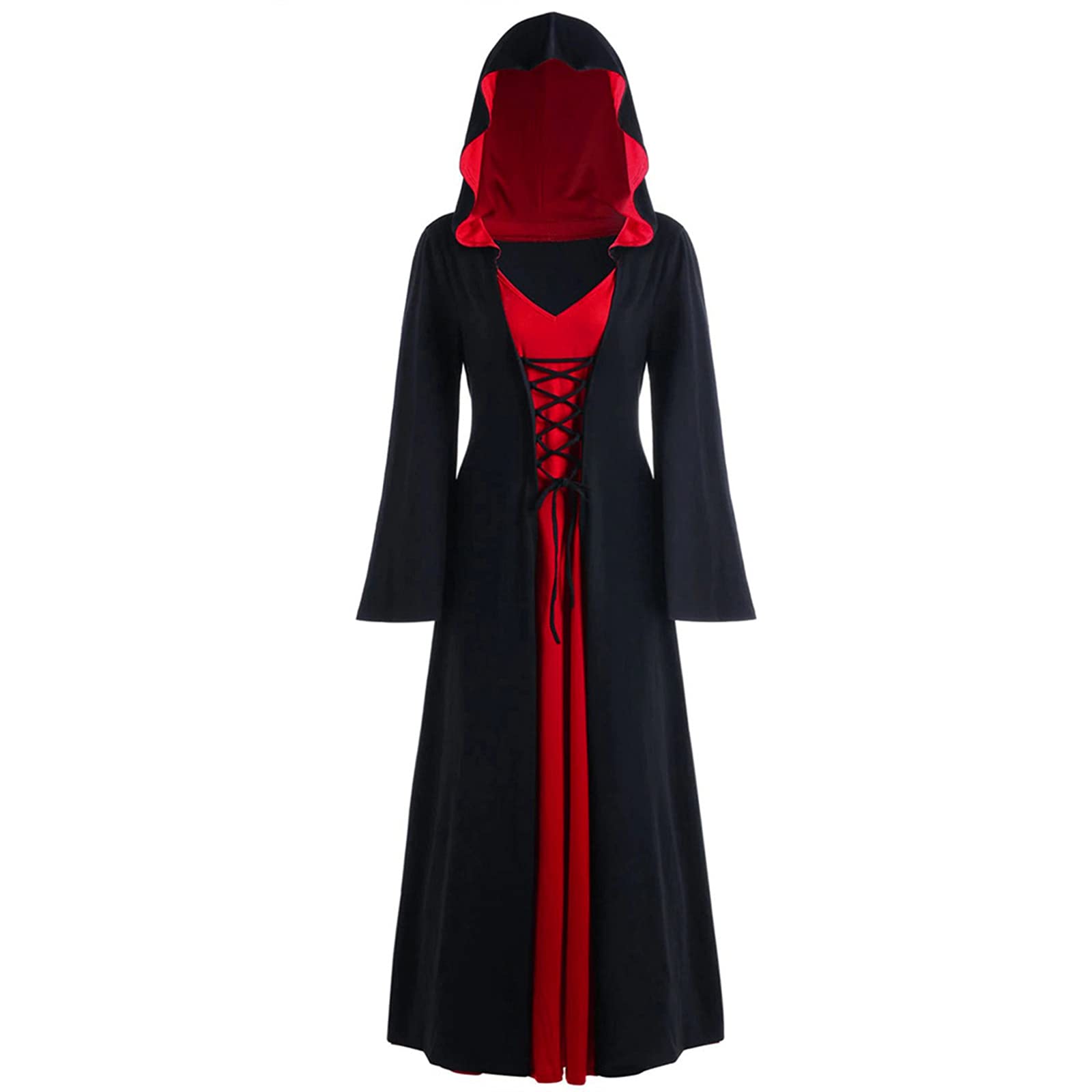 Vintage Witch Dress Halloween Costume Plus Size Renaissance Medieval – A, 5XL