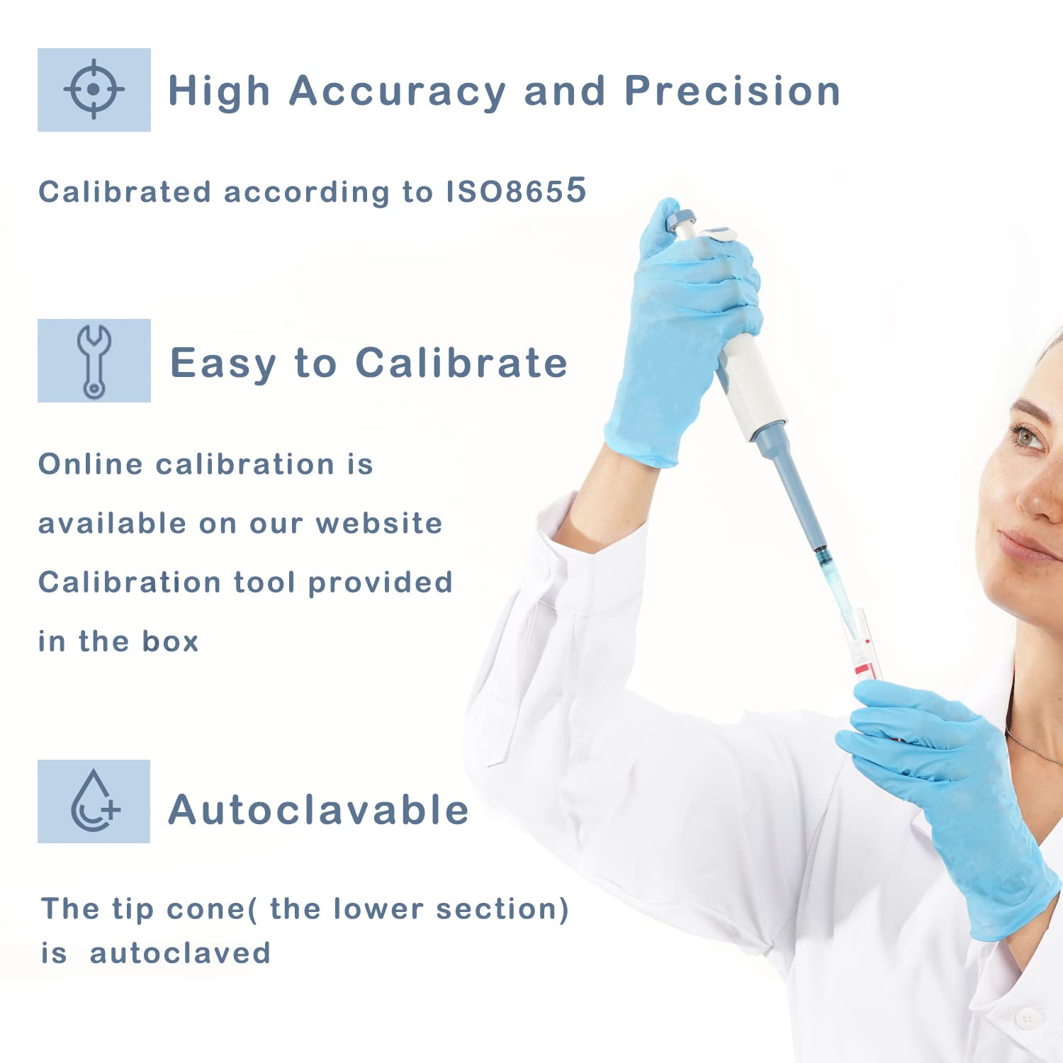 ONiLAB 1000-5000μl Laboratory Single Channel Pipette Scientific Laboratory Micropipette Manual Adjustable Volume, High
