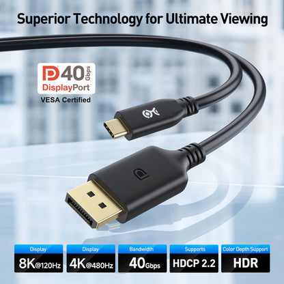 USB C to DisplayPort 2.1 Cable 40Gbps – 2m