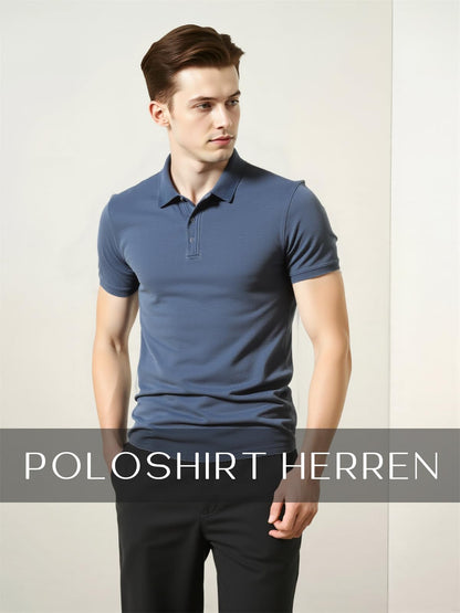 Men’s Cotton Polo Shirt Short Sleeve Casual – Blue XL
