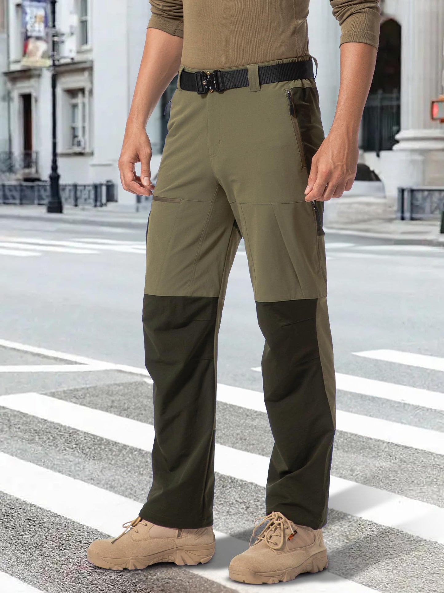 Men’s Hiking Trousers Breathable Durable Cargo Trekking Work Pants – Amy Green M