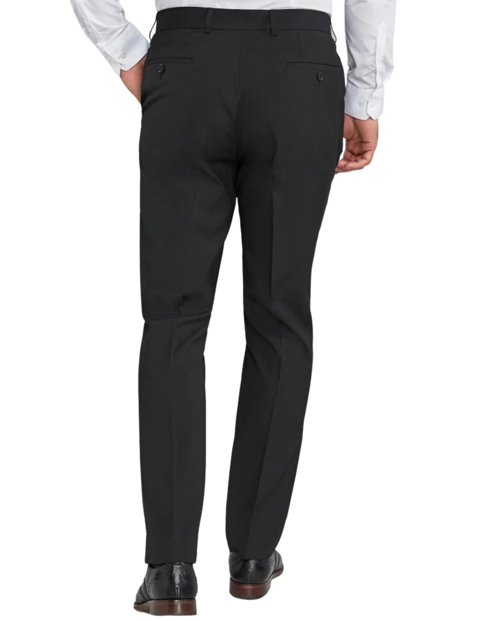 Men's suit trousers black straight cut with pleats & pockets for work – Black