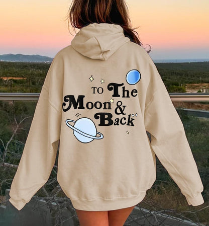 Women’s Oversized Printed Hoodie Pullover Y2K Streetwear Back Letter Print – Black