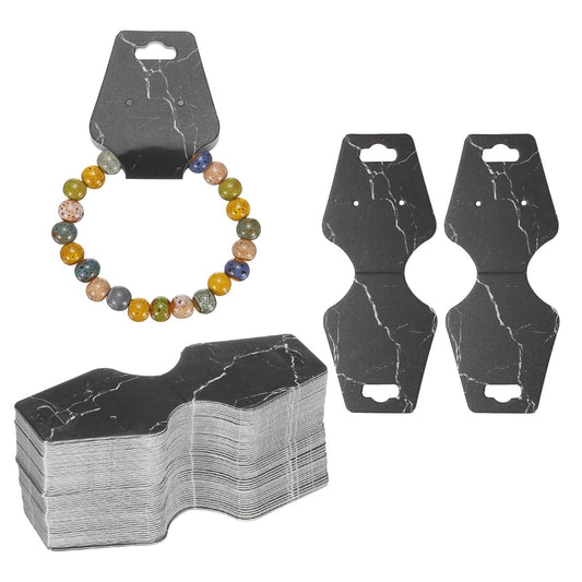 Bracelet Display Cards Marble Paper Packaging for Jewellery Selling – Black 100 Pack