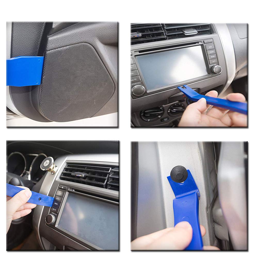 Car Trim Removal Tool Set 6pc Fastener Rivet Remover Plastic Pry & Wedge Tools