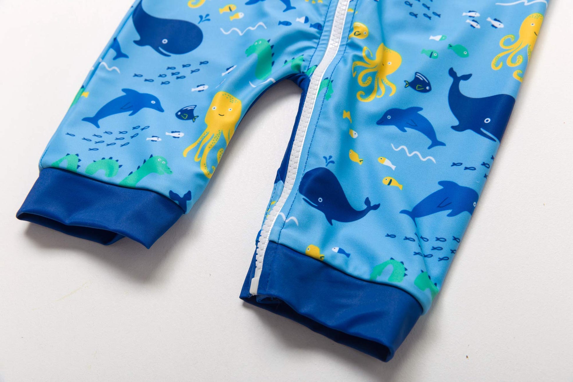 Baby One-Piece Swimsuit UV 50+ Protection Zipper – Ocean Blue 12-18 Months