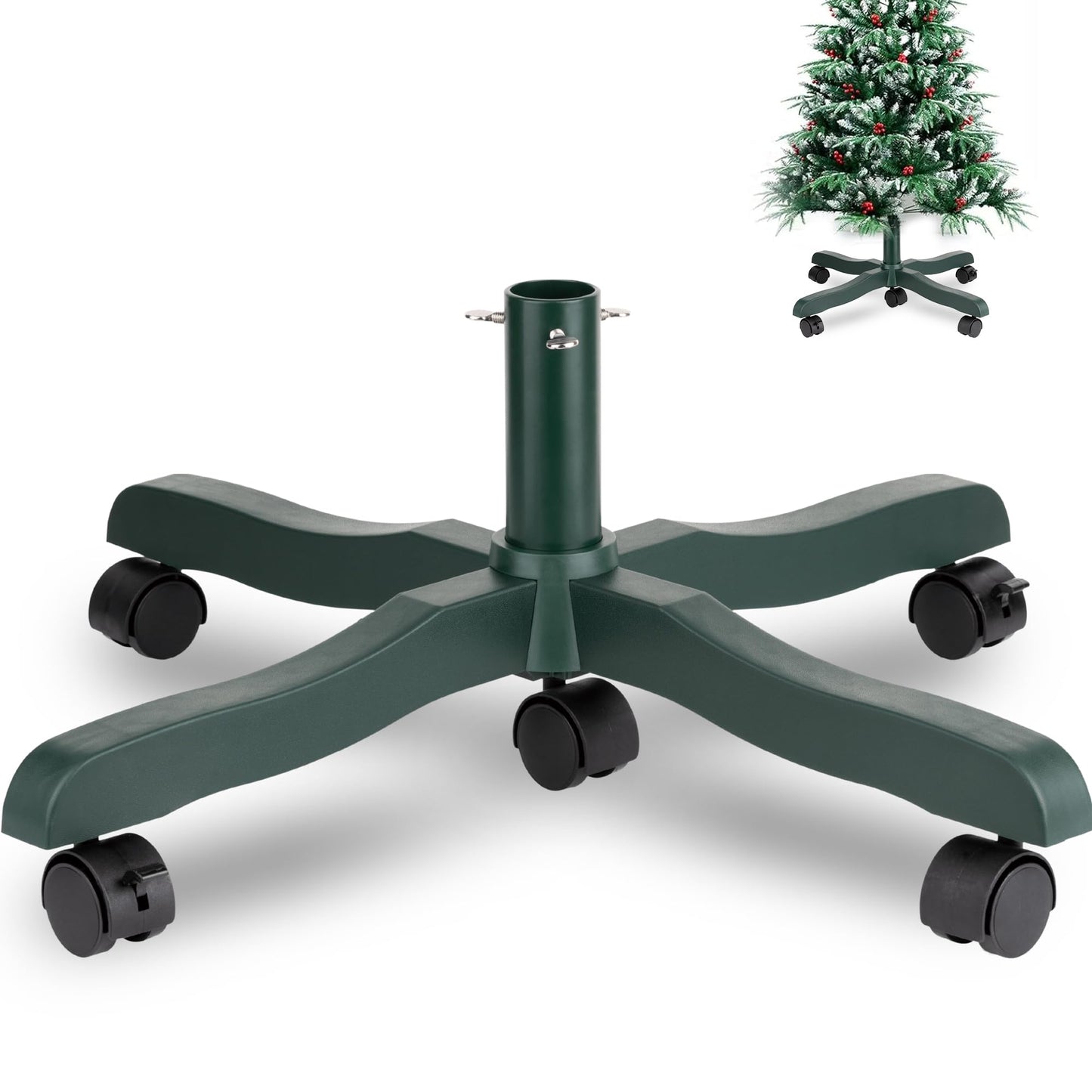 Christmas Tree Stand: Adjustable Christmas Tree Stand with Wheels Pedestal Stand Fake Christmas Tree Stand Artificial - Up to