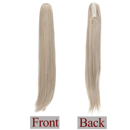 Clip-in Ponytail Braid Heat-Resistant Micro-Wavy Hairpiece 55cm – Ash Blonde Mix