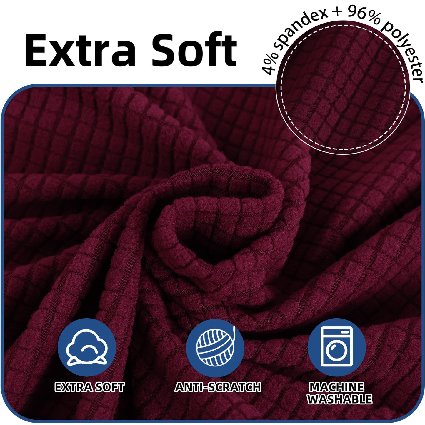 4-Piece Stretch Chair Covers Universal Cat-Scratch Resistant Chair Slipcovers – Burgundy