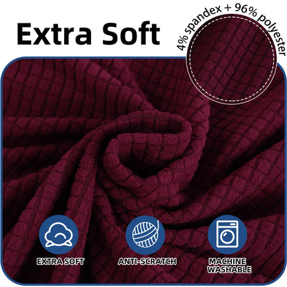 4-Piece Stretch Chair Covers Universal Cat-Scratch Resistant Chair Slipcovers – Burgundy