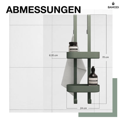Bamodi Shower Shelf - 2-Tier Shelf - Height-Adjustable Baskets - Minimalist Hanging Shower Organizer - No Drilling or Suction