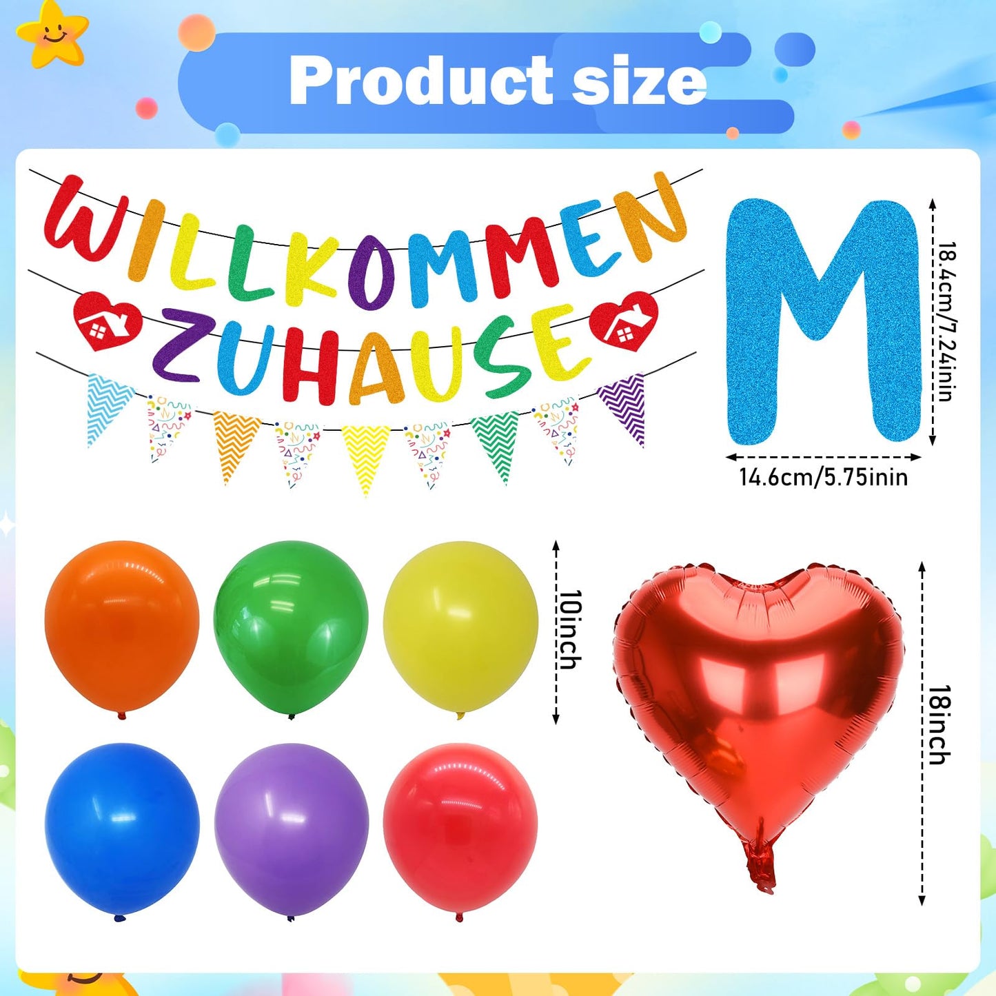 Welcome Home Party Decoration 17-Piece Garland Banner & Balloons Set – Multicolour