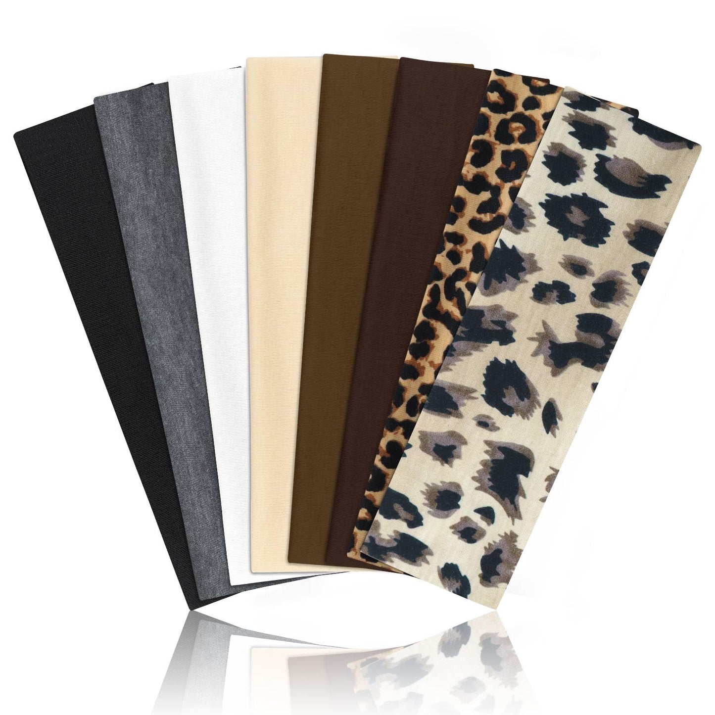 Women's Sports Headband Anti-Slip Elastic 8 Pack – Black