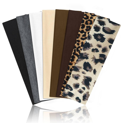 Women's Sports Headband Anti-Slip Elastic 8 Pack – Black
