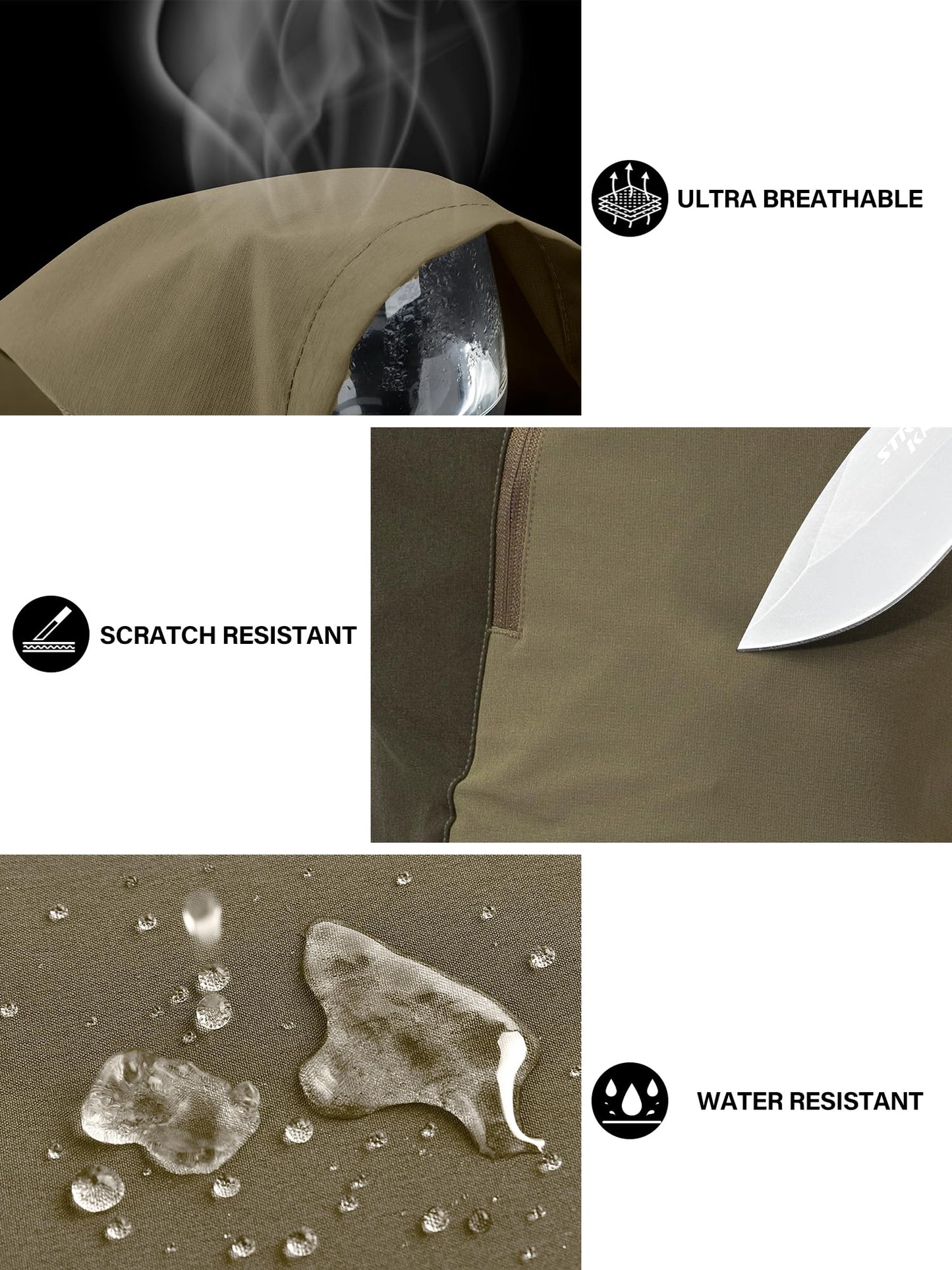 Men’s Hiking Trousers Breathable Durable Cargo Trekking Work Pants – Amy Green M