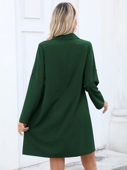 Women's Tunic Shirt Dress 3/4 Sleeve Loose Casual – Dark Green M