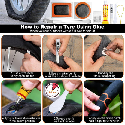 Bicycle Puncture Repair Kit 85pcs for Road & MTB with Patches & Glue - Kit